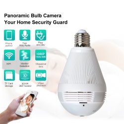 Spy Camera VR360 1.3MP Surveillance Hidden WiFi Camera Light Bulb